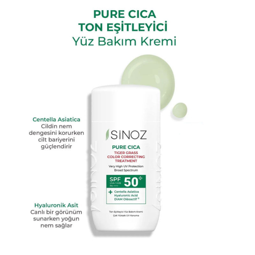 Sinoz Pure Cica SPF50+ Ton Eşitleyici Sıvı Yüz Güneş Kremi 50 ml - 3