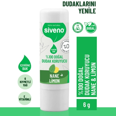 Siveno Doğal Dudak Koruyucu Nane ve Limon 6 gr