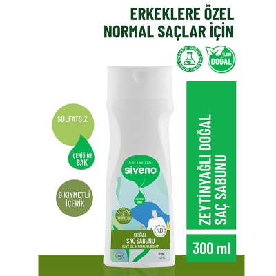 Siveno Zeytinyağlı Doğal Saç Sabunu Erkekler için 300 ml