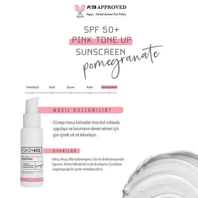 Skin401 Spf 50 Pink Tone Up Pembe Ton Eşitleyici Güneş Kremi 50 ml