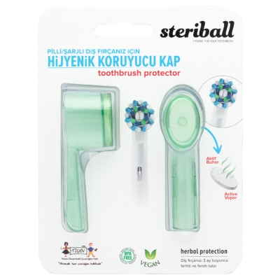 Steriball Pilli veya Şarjlı Diş Fırçaları İçin Hijyenik Diş Fırçası Kabı - Yeşil