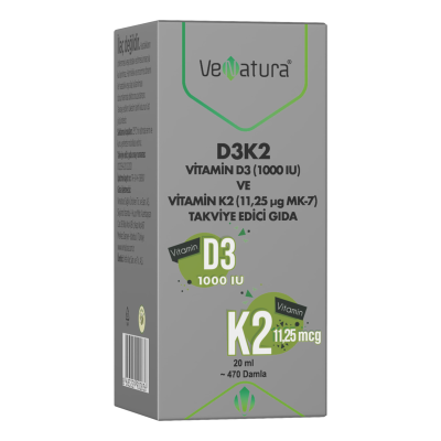 VeNatura D3K2 (11,25 mcg) Takviye Edici Gıda 20 ml