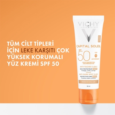 Vichy Capital Soleil Spf 50+ Anti Dark Spots Leke Karşıtı Renkli Güneş Kremi 50 ml