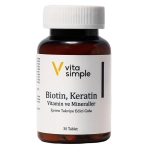 Vita Simple Biotin,Keratin,Vitamin ve Mineraller İçeren Takviye Edici Gıda 30 Tablet - Thumbnail