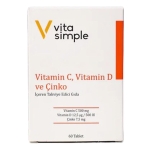 Vita Simple Vitamin C , D ve Çinko İçeren Takviye Edici Gıda 60 Tablet - Thumbnail