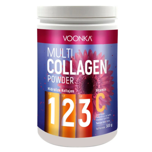 Voonka Multi Collagen Powder Hidrolize Kollajen Tip 1 2 3 Vitamin C 300 gr - 1