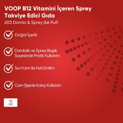 Voop B12 Vitamini İçeren Sprey Takviye Edici Gıda 10 ml