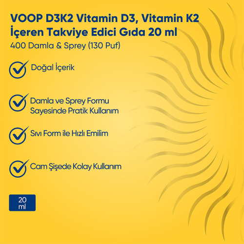 Voop D3K2 Vitamin İçeren Takviye Edici Gıda 20 ml - 4