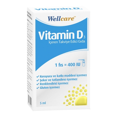 Wellcare Vitamin D3 İçeren Diyet Takviyesi 5 ml 1 Fıs 400 IU