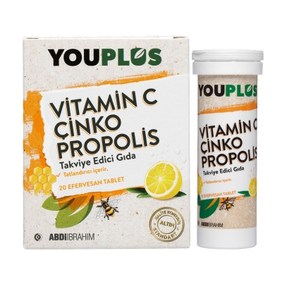 Youplus Vitamin C Çinko Propolis 20 Efervesan Tablet