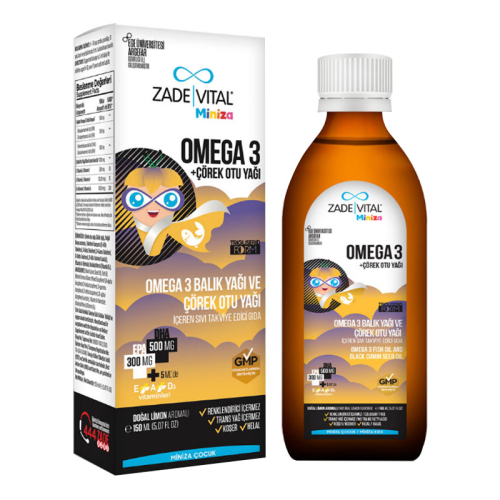 Zade Vital Miniza Omega 3-Çörek Otu Yağı İçerikli Sıvı Takviye Edici Gıda 150 ml - 1