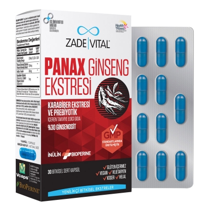 Zade Vital Panax Ginseng Ekstresi Takviye Edici Gıda 30 Bitkisel Kapsül