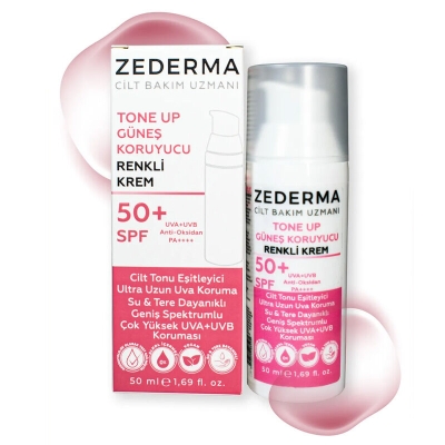 Zederma Tone Up Spf 50 Güneş Koruyucu Renkli Krem 50 ml