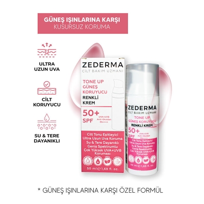 Zederma Tone Up Spf 50 Güneş Koruyucu Renkli Krem 50 ml